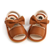 Baby Solid Color Bowknot Baby Shoes  Brown
