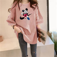 Women's Checkered Mickey Mouse Loose Top  Pink