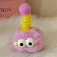 Toddler Cute fur ball hairpin with big eyes, ugly doll briquette hairpin  Purple