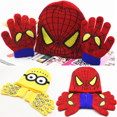 2-Piece Toddler Cute Cartoon Pattern Gloves And Hat Combination Set