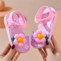2024 nuovi sandali per ragazze antiscivolo traspiranti arcobaleno carino piccola principessa capispalla scarpe da spiaggia sandali per bambini per bambini  Rosa