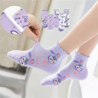 Conjunto de calcetines infantiles de 5 piezas con estampado de dibujos animados.  Púrpura