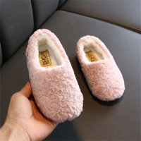 Toddler Girl Solid Color Soft Soles Furry Low-bond Shoes  Pink