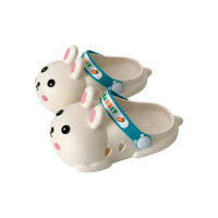 2024 Children's New Fashion Cartoon Men and Women Cute Slippers Baotou Shoes Bunny Non-Slip Wear-Resistant Korean Version Breathable  White