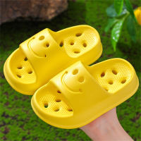 Anti-slip, hollow, water-leakable, non-stinky indoor household soft-soled sandals  Yellow