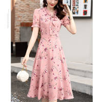 Women's floral bow tie dress  Pink
