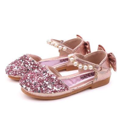 Children's sequined princess style leather shoes
