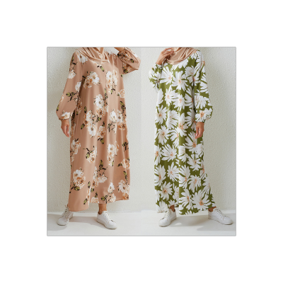 Women's floral dress round neck pullover loose robe