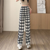 Women's Thin Straight Plaid Casual Pants  Multicolor