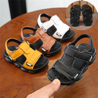 Boys' beach sandals genuine leather breathable and comfortable flat sandals