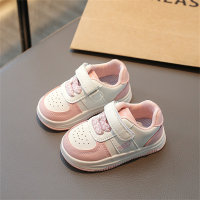 Girls' sneakers, soft-soled leather sneakers, white shoes  Pink