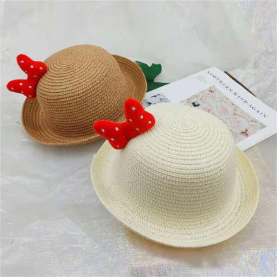 Children's bow straw hat