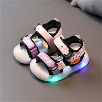 Sandálias anti-chute com bico fechado iluminam sapatos de praia sapatos infantis  Rosa