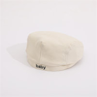 Toddler Solid Color Letter Embroidery Duckbill Cap  Beige