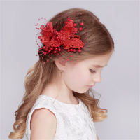 Toddler Girl Wedding headdress flower girl hair trim clip  Red