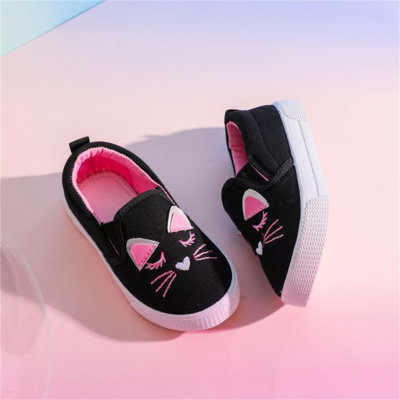 Toddler Girl Cat Embroidered Slip-on Shoes