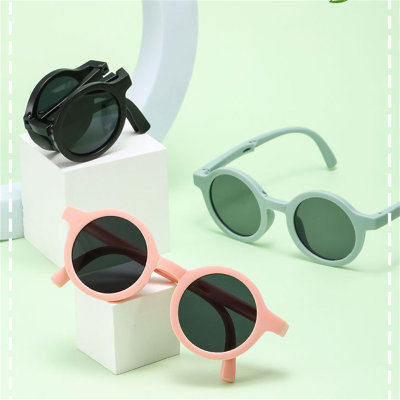 Modische faltbare Retro-Sonnenbrille für Kleinkinder mit rundem Rahmen