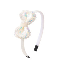Nueva diadema con lazo de perlas y lentejuelas de Amazon, lindos y coloridos accesorios para el cabello de princesa de doble capa de color caramelo 3948  Multicolor