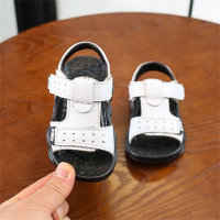 Beach Sandals Boys Genuine Leather Cowhide Breathable Comfortable Flat Sandals  White