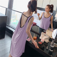 300 pounds extra large size pure lust style summer dress sexy backless design loose thin vest pajama dress for women  Purple