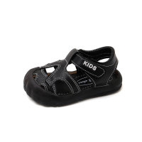Chaussures de plage super douces pour bébé, sandales creuses anti-coup de pied à bout fermé  Noir
