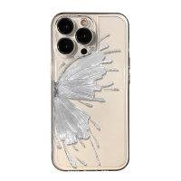 Adulto borboleta dourada iphone14promax capa de telefone móvel 13pro novo xs/xr transparente 11/12  Prata