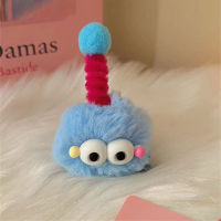 Toddler Cute fur ball hairpin with big eyes, ugly doll briquette hairpin  Blue