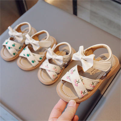 Zapatos de princesa zapatos de playa para niños de suela suave zapatos romanos de verano para niños bordados