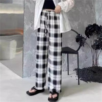Women's Thin Straight Plaid Casual Pants  Multicolor