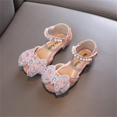 2023 Autumn New Lady Baby Girls Princess Diamond Single Shoes Leather Shoes Dance Performance Shoes Sandals