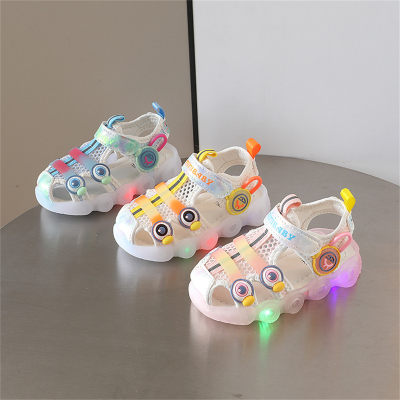 Light-up baby sandals, toe-toe anti-kick beach shoes, soft-soled toddler shoes