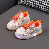 Zapatillas luminosas, zapatos informales iluminados, zapatos de malla transpirables para niños de primavera y otoño  naranja