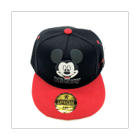Visor color block rubber label Mickey head flat brim baseball cap  Multicolor