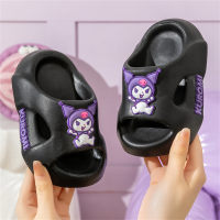Sanrio-Zapatillas de perro con orejas grandes para niños y niñas, chanclas antideslizantes de fondo suave con dibujos animados de verano para niños  Negro