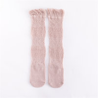 Baby Solid Color Ruffled Stockings  Pink