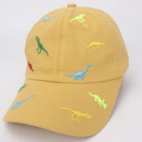 Nueva gorra de béisbol de dinosaurio estampada de primavera y verano para niños, gorra con protección solar  Amarillo