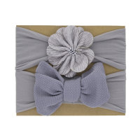 Baby 2-piece Solid Color Floral Headwear  Gray
