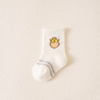 Baby Solid Color Cartoon Pattern Plush Socks  White