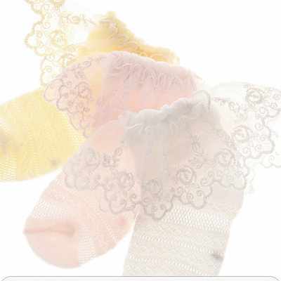 Girls summer pure cotton lace mesh princess lace socks