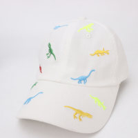 Nueva gorra de béisbol de dinosaurio estampada de primavera y verano para niños, gorra con protección solar  Blanco