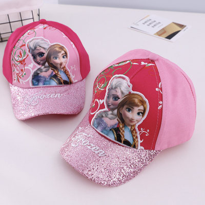 Gorra de béisbol congelada con lentejuelas y visera de princesa para exteriores para niños
