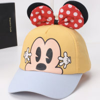 Gorra de béisbol de estilo primavera y otoño con orejas grandes de mariposa y dibujos animados de Mickey Mouse para niños  Amarillo