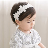 Baby Pearls Foral Deace Bowknot Headwear  White