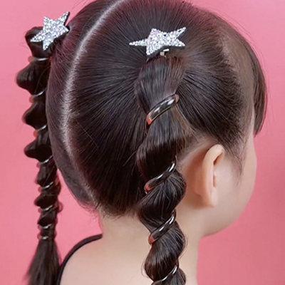 Children's colored diamond five-pointed star high elastic rhinestone star hair accessory
