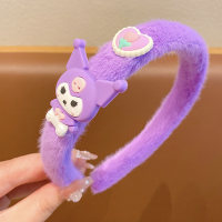 Diadema de felpa de dibujos animados para niñas, diadema bonita de esponja con oso de fresa  Púrpura