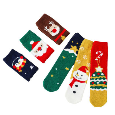 Chaussettes en peluche à motif de dessin animé de Noël pour tout-petits