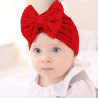 Baby Solid Color Bowknot Decor Tire Cap  Red