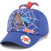 Gorra de béisbol con bordado de araña y visera de dibujos animados para niños  Azul