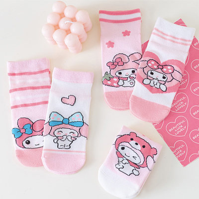 5PCS Mädchen Melody Cartoon Frühling Baumwolle Socken Mesh Dünne Atmungsaktive Baumwolle Socken 5 Paar