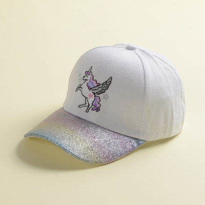 Gorra de béisbol con diseño de unicornio de dibujos animados para niñas, gorra con visera para fiestas navideñas